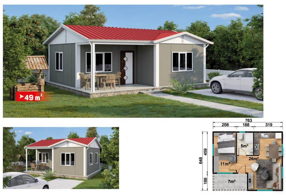 SerPan Prefabrik Tek Katlı Ev Modeli 1 - 49 m2