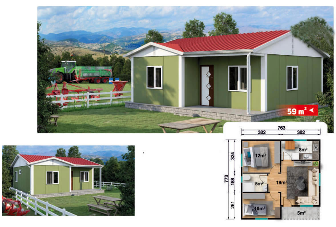 SerPan Prefabrik Tek Katlı Ev Modeli 5 - 59 m2